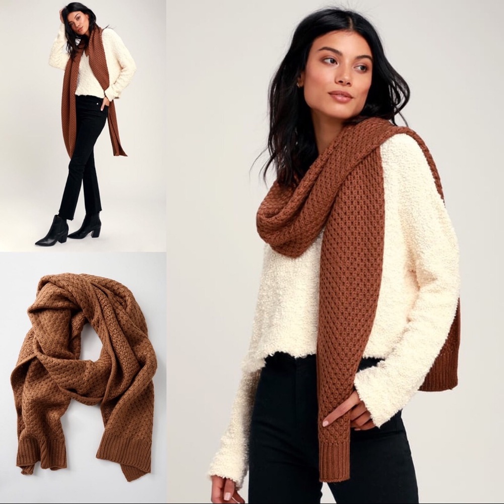 Hillbrooke Brown Crochet Knit Scarf